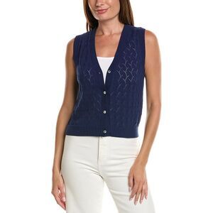 Emerson Fry Womens  Astrid Silk-Blend Knit Top, Navy
